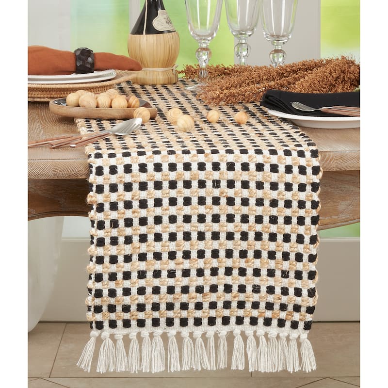 Weave Table Runner With Checker Design - 14"x72"
