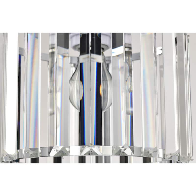 Karnah 9-inch Chrome Semi-Flushmount Ceiling Light with Crystal Prism Rods Drum Shade