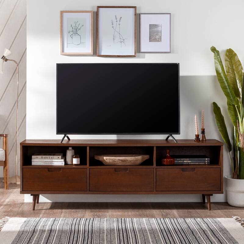 Middlebrook Alby 70-inch Mid-Century Solid Wood TV Stand - Walnut