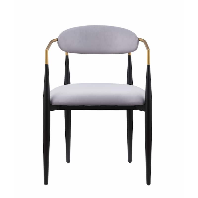 Black and Gold/Gray Fabric Upholstered Metal Frame Dining Chair, Set of 2, Sturdy Dining Chair for Dining Rooms - 22.75