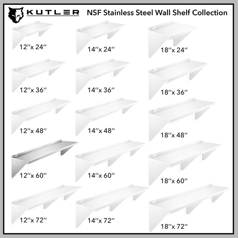 Stainless Steel Shelf NSF Commercial Kitchen Wall Shelving