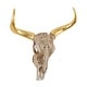 preview thumbnail 9 of 11, Rustic Polystone Carved Skull Cow Wall Decor - Brown or Bronze