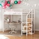 preview thumbnail 22 of 38, Modern Twin Size Loft Bed With Desk and Metal Grid,Lateral Storage Ladder and Wardrobe for Bedroom