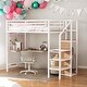 preview thumbnail 21 of 38, Twin Size Loft Bed With Desk,Lateral Storage Ladder and Wardrobe for Home White
