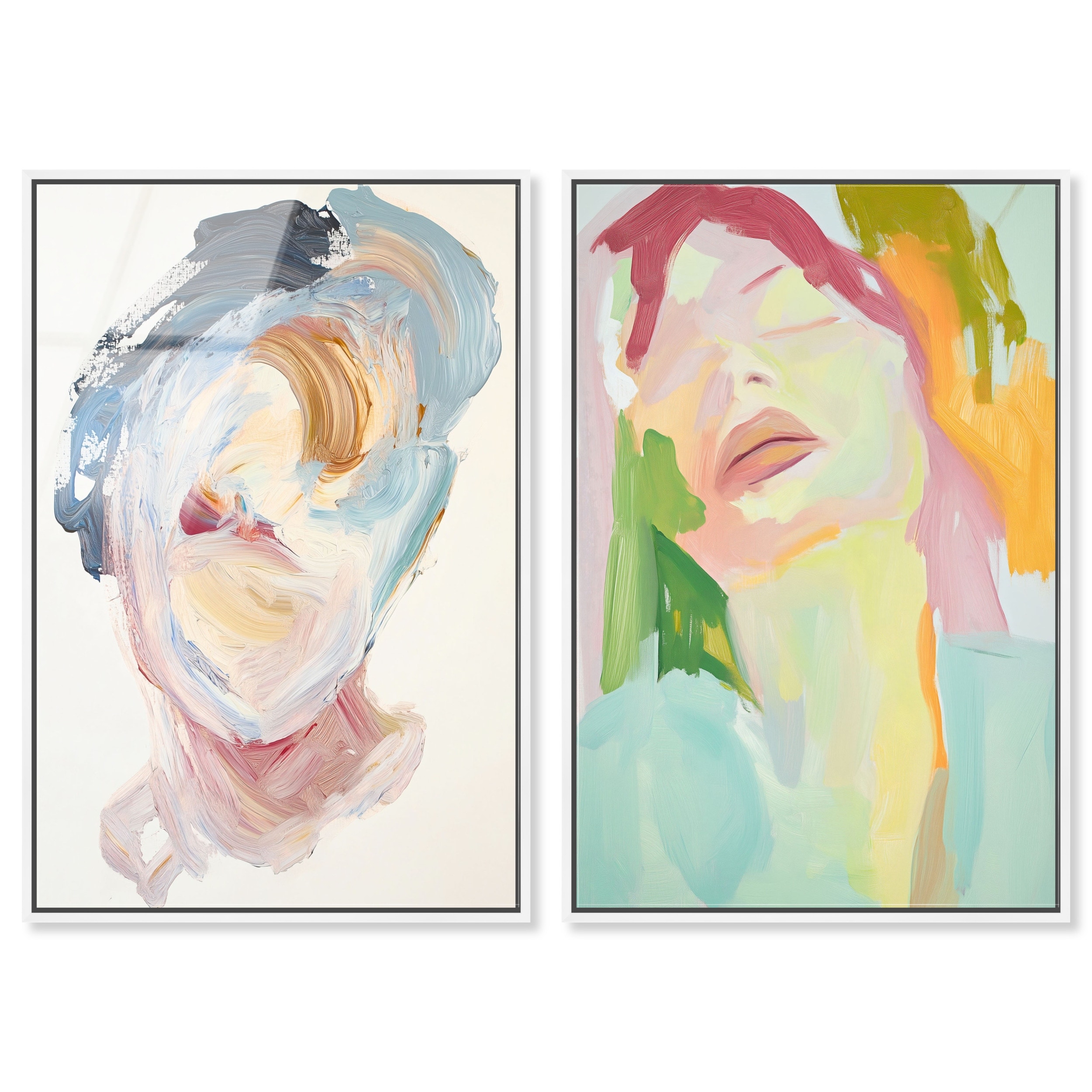 Abstract Portraits in Serene Hues Modern Poster Art Set Acrylic Print by Art Remedy