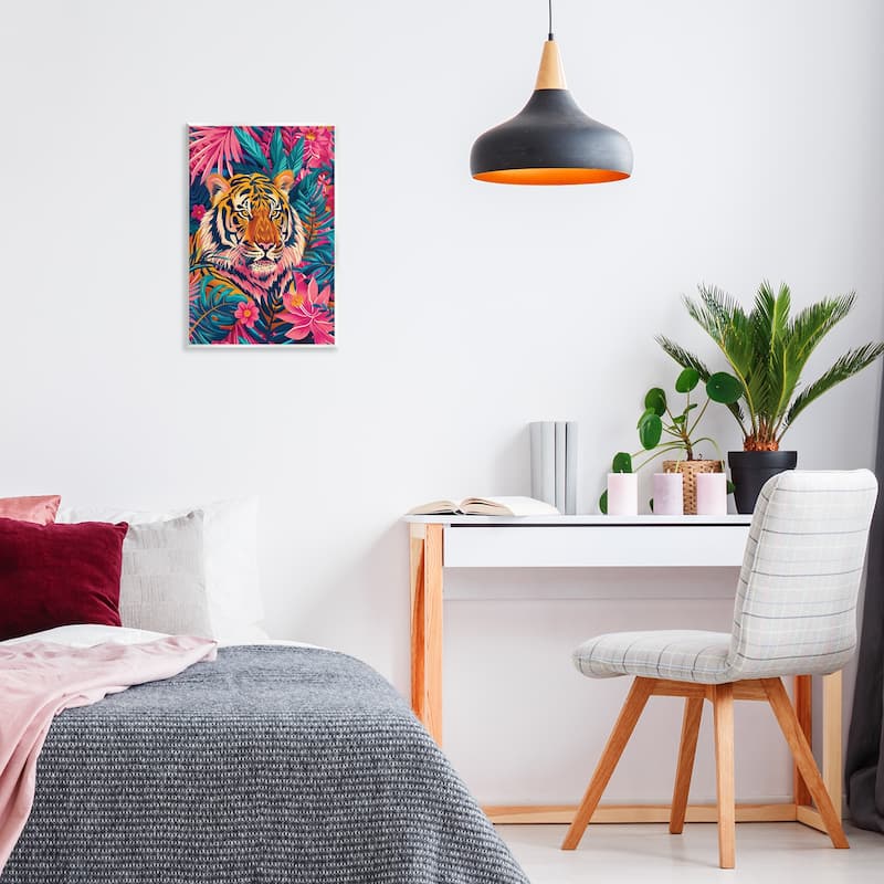 Stupell Tropical Tiger Among Leaves Wall Plaque Art Design By LSR Design Studio