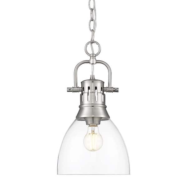 slide 2 of 2, Golden Lighting 3602-S PW Duncan 9" Wide Mini Pendant Pewter / Clear