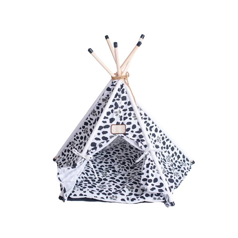 Pet Tent/Teepee Style Cat Bed, Durable Fabric - 35"L x 35" W x 29"H;