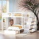 preview thumbnail 17 of 30, Full Over Twin Bunk Bed with Wardrobe and Drawers, Space-saving, Gray White