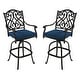 preview thumbnail 16 of 14, Clihome Outdoor Cast Aluminum Vintage Carved Barstools Chairs with Cushions (Set of 2)