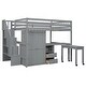 preview thumbnail 17 of 18, Full Size Loft Bed with Stairs, Bookshelf, Drawers, Desk & Wardrobe - Multifunctional Furniture for Kids & Teens