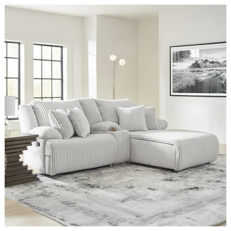 Signature Design by Ashley Top Tier 3-Piece Reclining Sectional with Chaise - 105"W x 74"D x 41"H - Grey - Right Facing