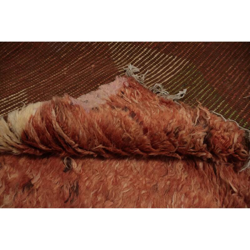 Hand Knotted Oriental 100% Wool Carpet Modern Tribal Oranges & Rust Moroccan Area Rug - 9' 11'' X 6' 5''