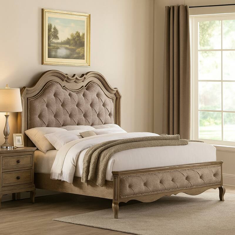 Sophisticated Contemporary Style Queen Size Bed, Brown