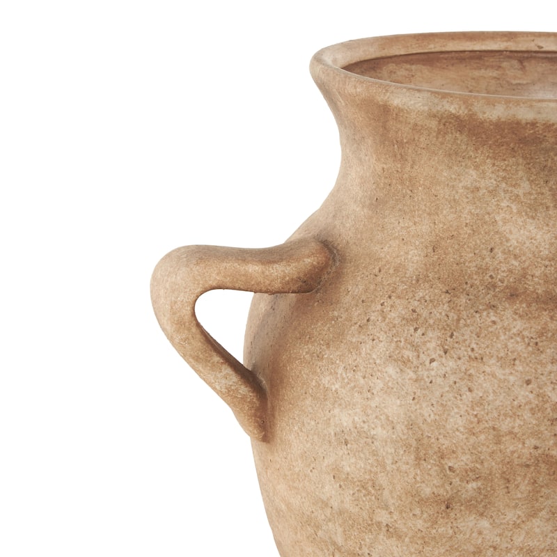 Ceramic Antique Style Textured Vase with Handles - Copper or White - Roche River Decor