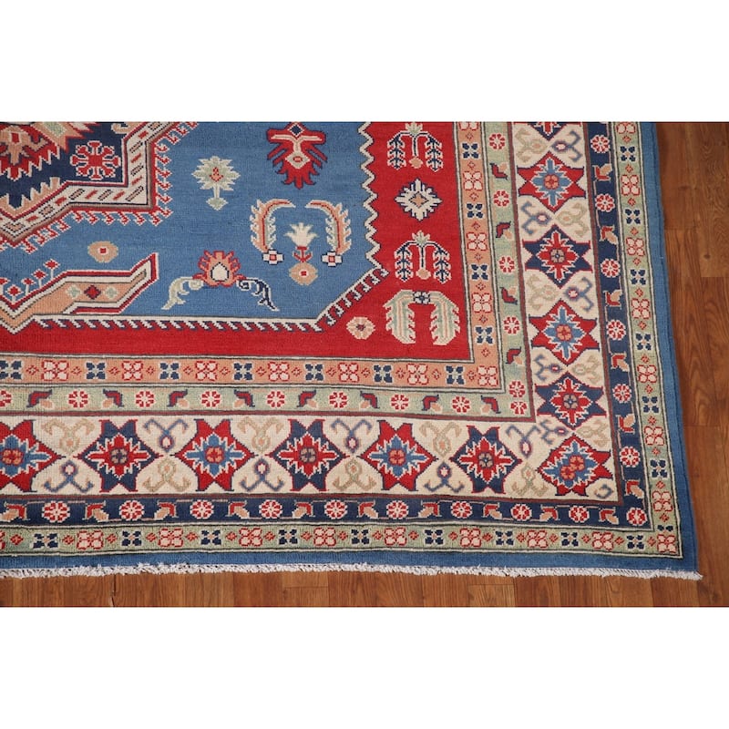 Blue Kazak Oriental Area Rug Wool Carpet - 8'2" x 11'9"