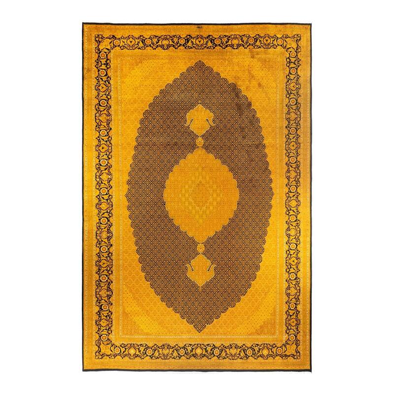 Overton Handknotted Wool Vintage Inspired Contemporary Overdyed Black Area Rug - 18' 7" x 11' 10"