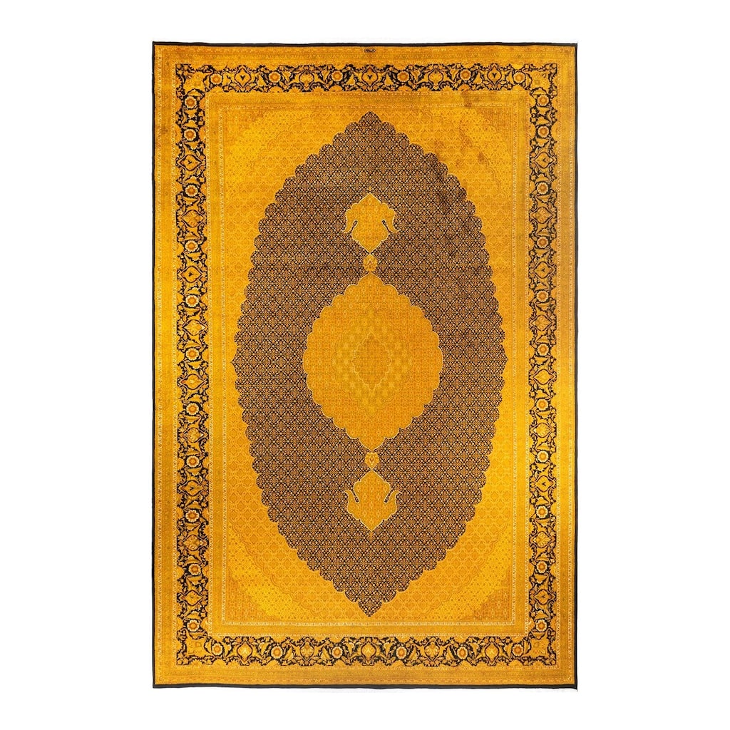 Overton Handknotted Wool Vintage Inspired Contemporary Overdyed Black Area Rug - 18' 7" x 11' 10"