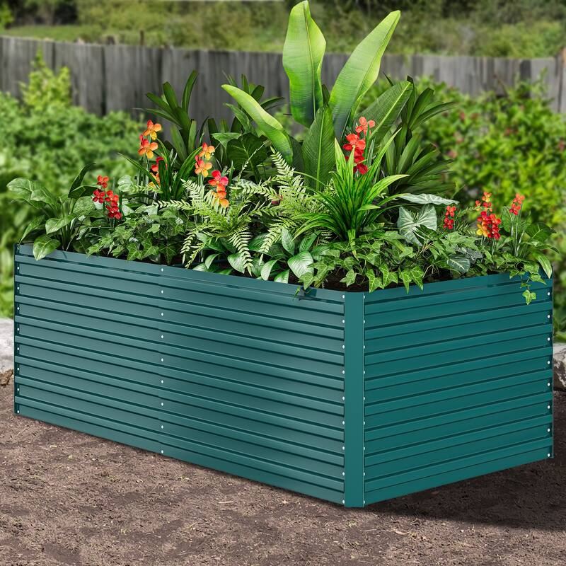 Moasis Outdoor Metal Raised Garden Bed with Gloves