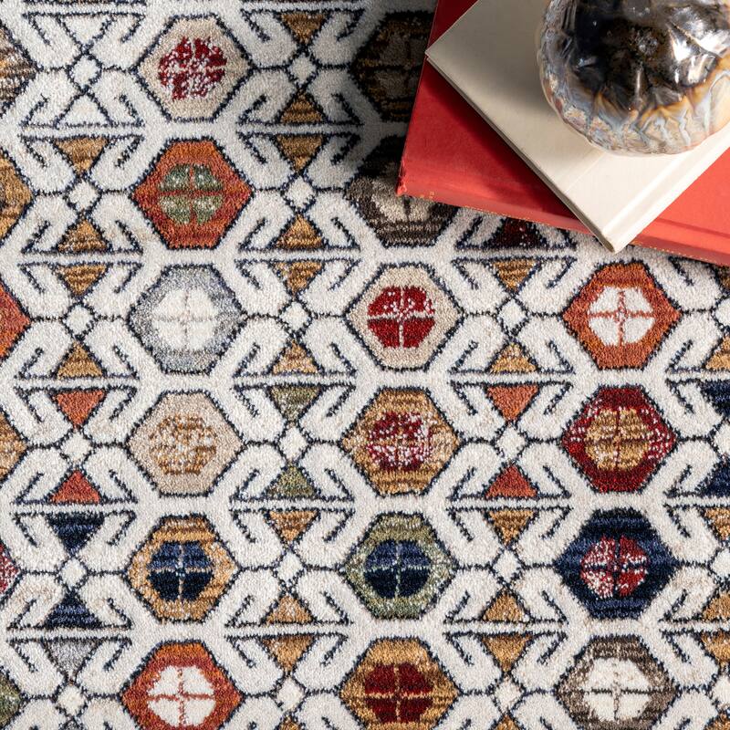 Nuloom Posie Geometric Stripe Fringe Area Rug