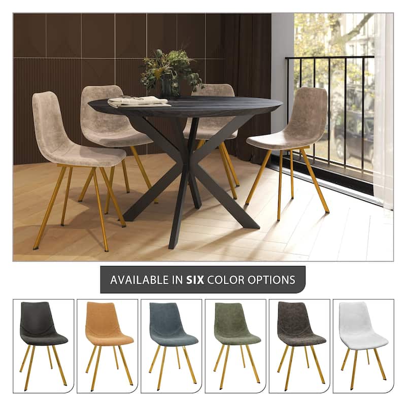 Markley Leather Dining Chair With Gold Metal Legs Modern Accent Side Chair