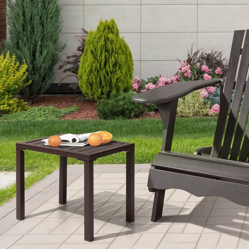 VredHom Outdoor Aluminum Patio Side Table - 18.1 in L * 13.8 in W * 15.7 in H
