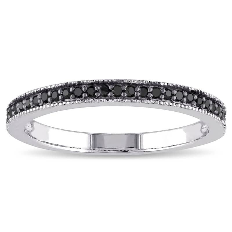 Miadora Sterling Silver 1/8ct TDW Black Diamond Anniversary-style Stackable Wedding Band