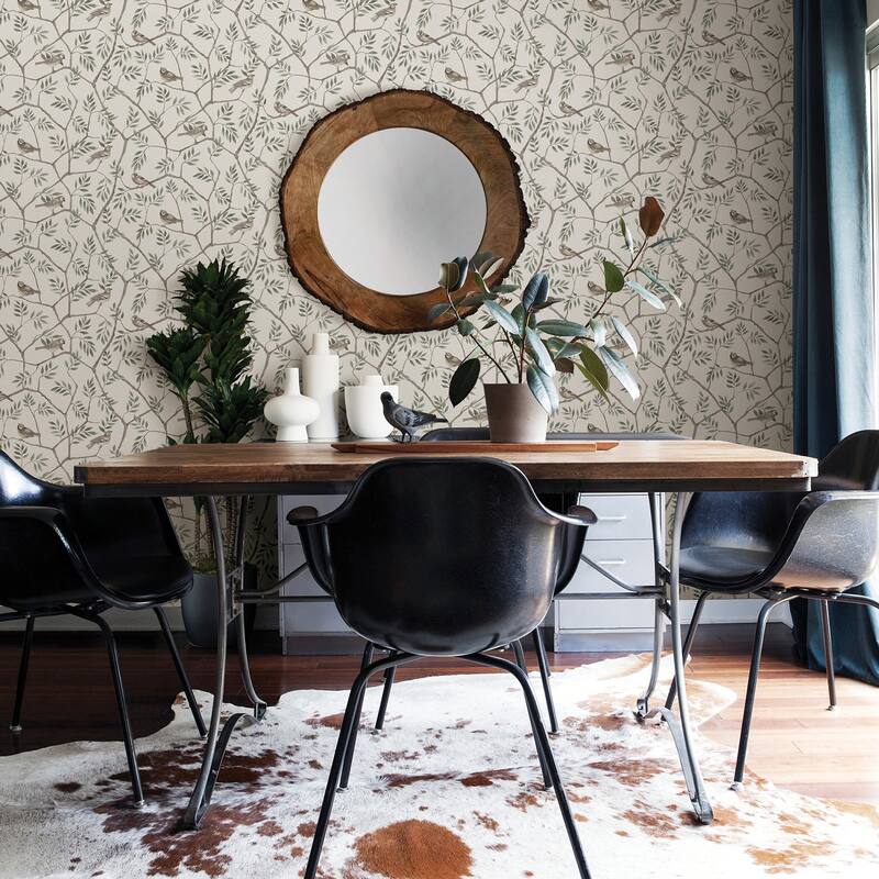 A-Street Prints Crossbill Off White Branches Wallpaper