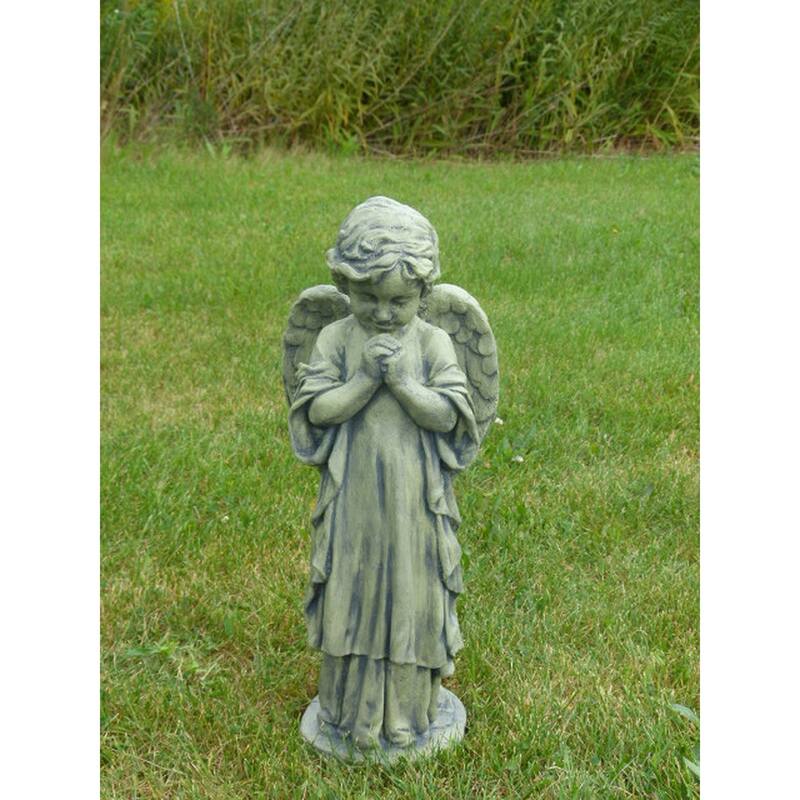 Standing Angel Outdoor Garden Statue - 36" - Teal Finish