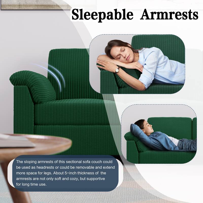 Futzca ​Sectional Sofa Couch, 3 Seat L Shaped Sofa with Removable Pillows