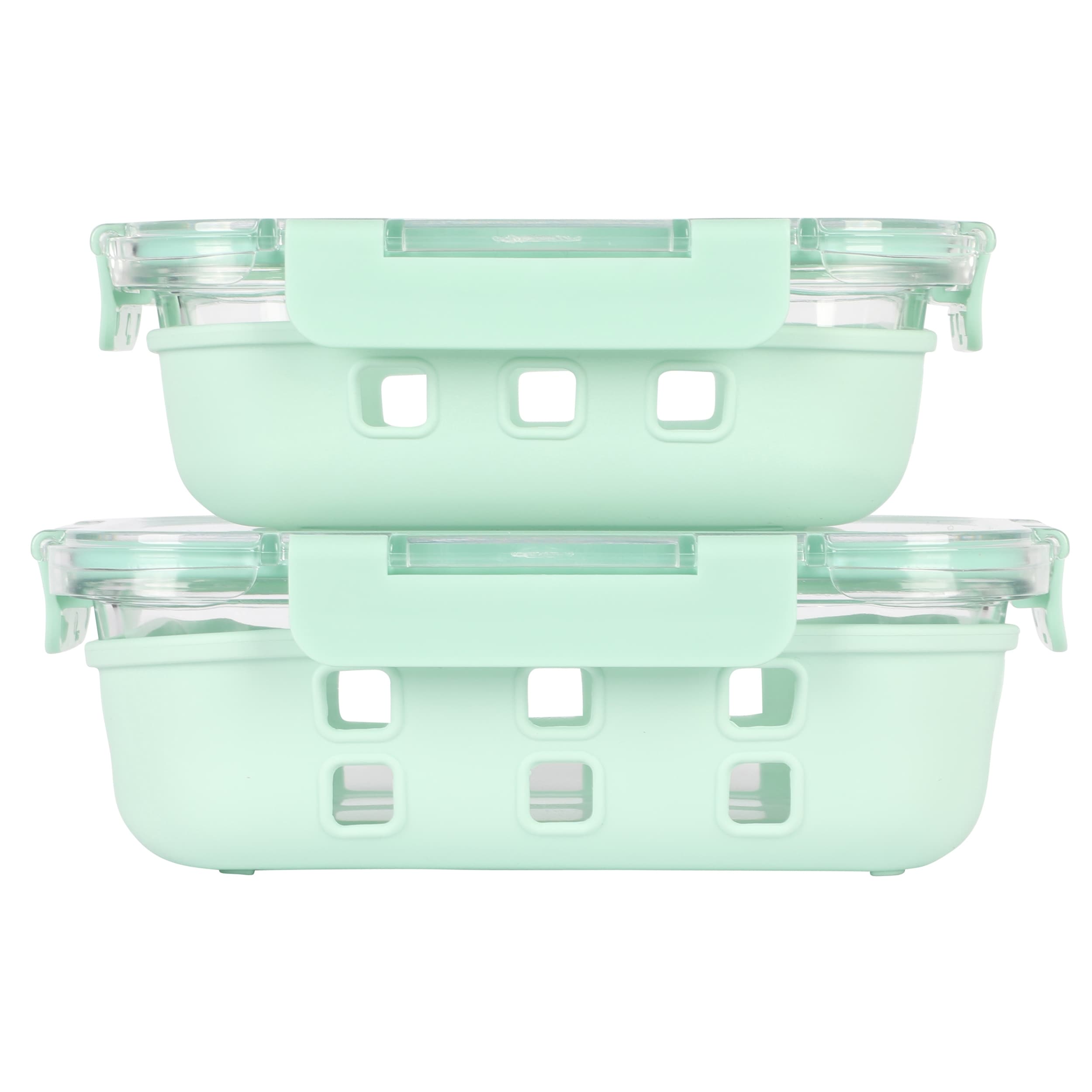 2 Piece Glass Container Set with Snap Lids - 2 Pc. Set - Green
