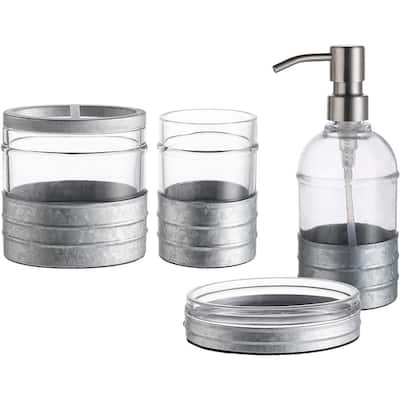 Decent Blue Glass Bathroom Accessories Set