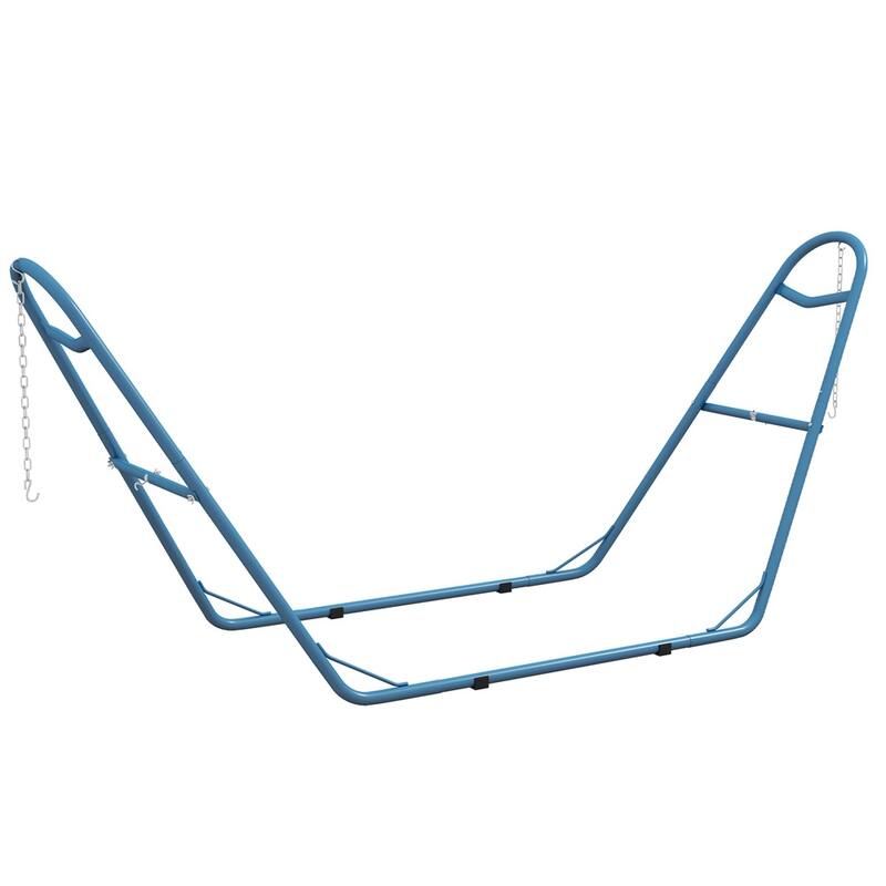 Adjustable Heavy Duty Hammock Stand Powder Coated Steel Supports Up to 550 Pounds Fits Most Brazilian Flat - Blue