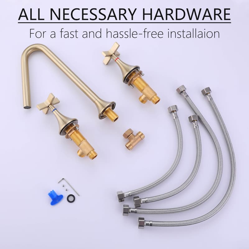 Double Handles Deck Mounted Widespread Bathroom Faucet