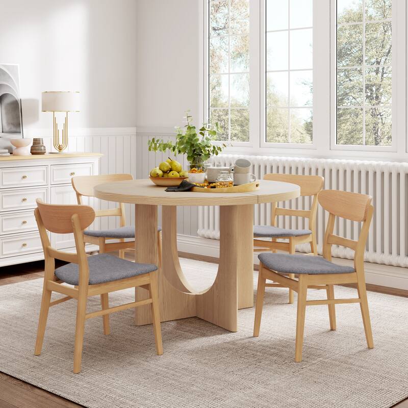 Christopher Knight Home - Eulalia Rubberwood and Upholstered 5 Piece Dining Set - Dark Grey+Light Ash