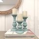 preview thumbnail 9 of 33, Mango Wood Turned Style Pillar Candle Holder (Set of 3) - White, Brown, Gold, Black, Light Blue, Cream, Silver