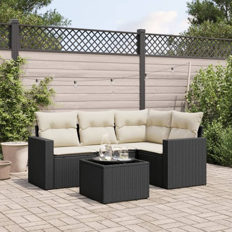 vidaXL Garden Sofa Set Black PE rattan Large Modular Garden Sofa Set - 21.7 x 21.7 x 14.6