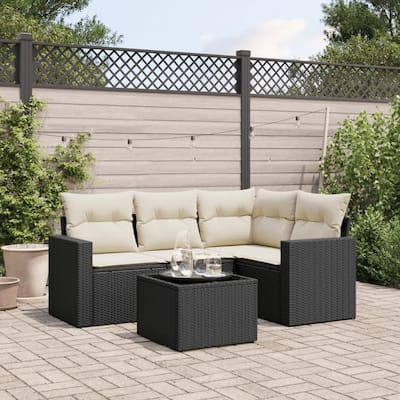 vidaXL Garden Sofa Set Black PE rattan Large Modular Garden Sofa Set - 21.7 x 21.7 x 14.6