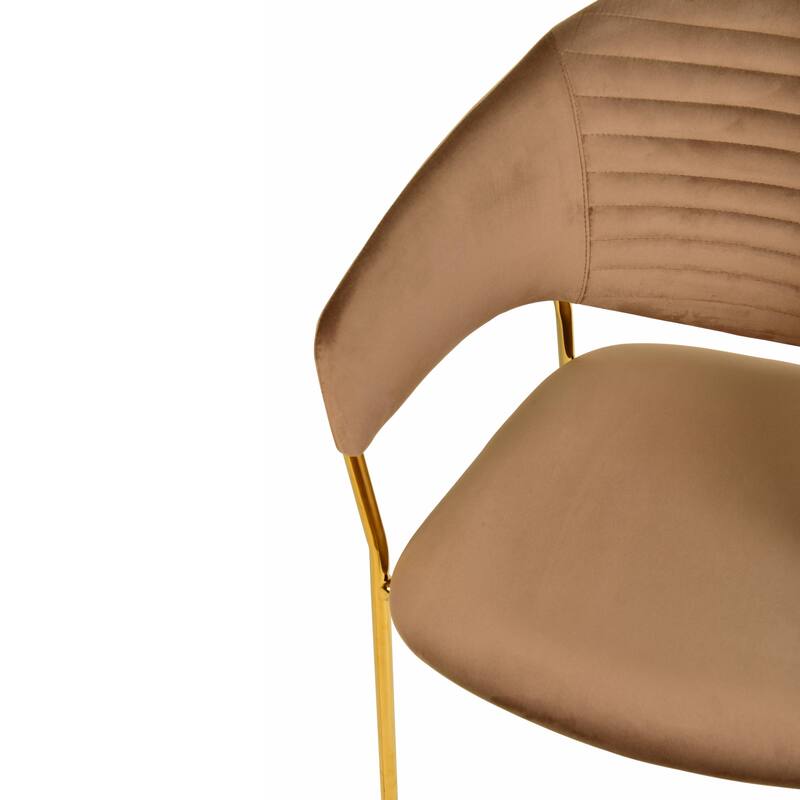 LeisureMod Set of 2 Bella Modern Dining Chair Upholstered in Leather or Velvet & Gold Base for Home Office Kitchen