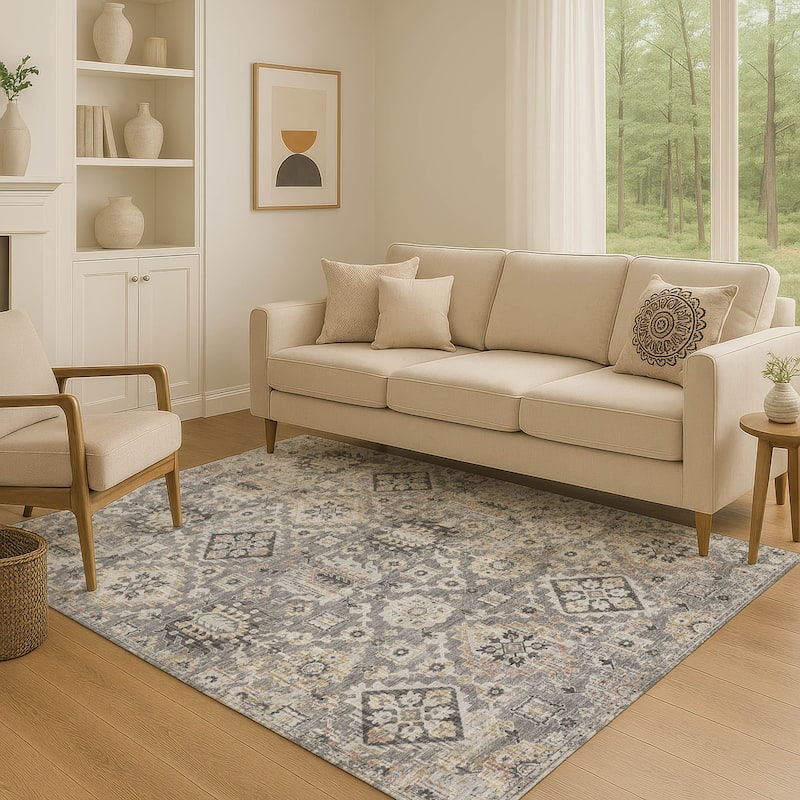 Premium Washable Super Soft Traditional Nora Mayfield Rug - Gray - 5' x 7'6"