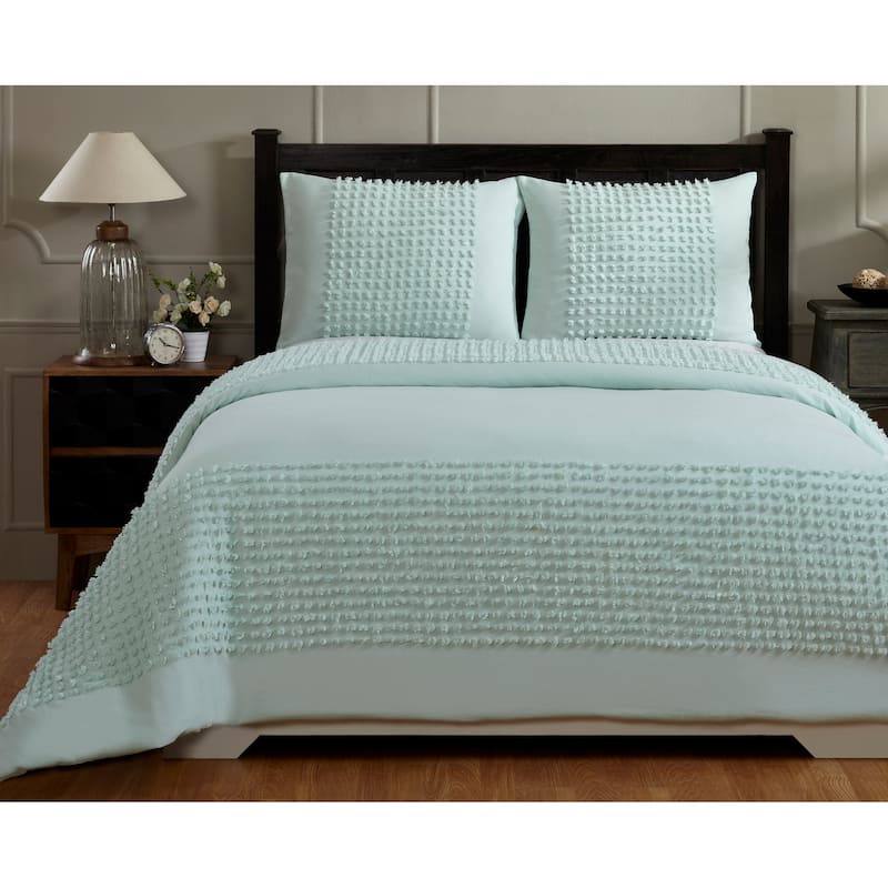 Better Trends Olivia Comforter Set 100% Cotton Tufted Soft Plush Chenille Machine Washable Tumble Dry