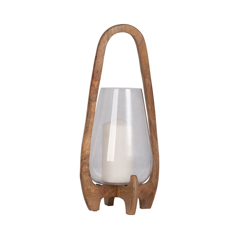 Sagebrook Home Modern Crafted Glass and Wood Lantern