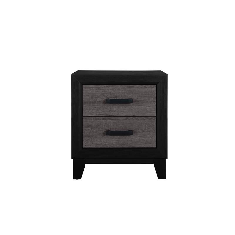 HomeRoots 22" Black And Gray Wood Two Drawer Nightstand