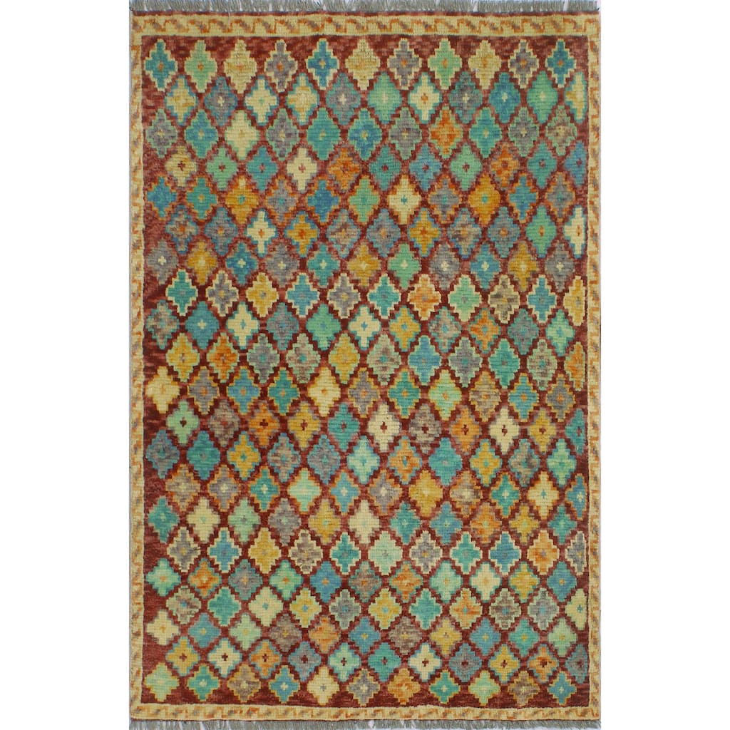 Balochi Afiya Burgundy/Gold Rug - 3'3" x 4'10"