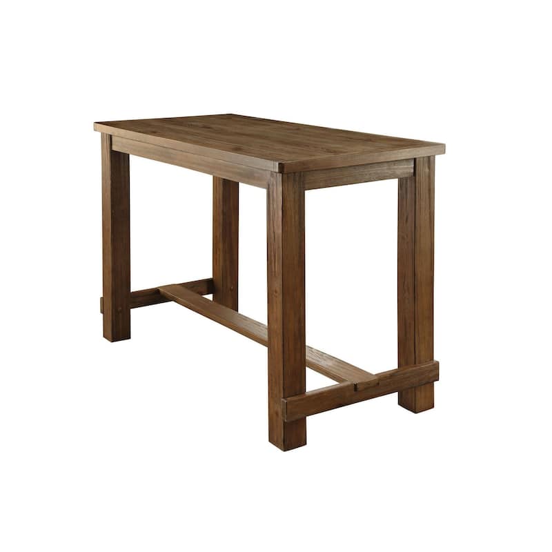 Counter Dining Table Set With Center Beam, Brown and Beige