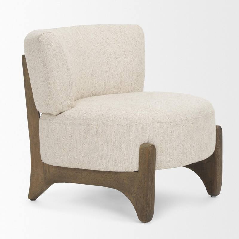 Vyra Dark Brown Wood w/ Cream Fabric Accent Chair - 27.0L x 29.1W x 27.6H