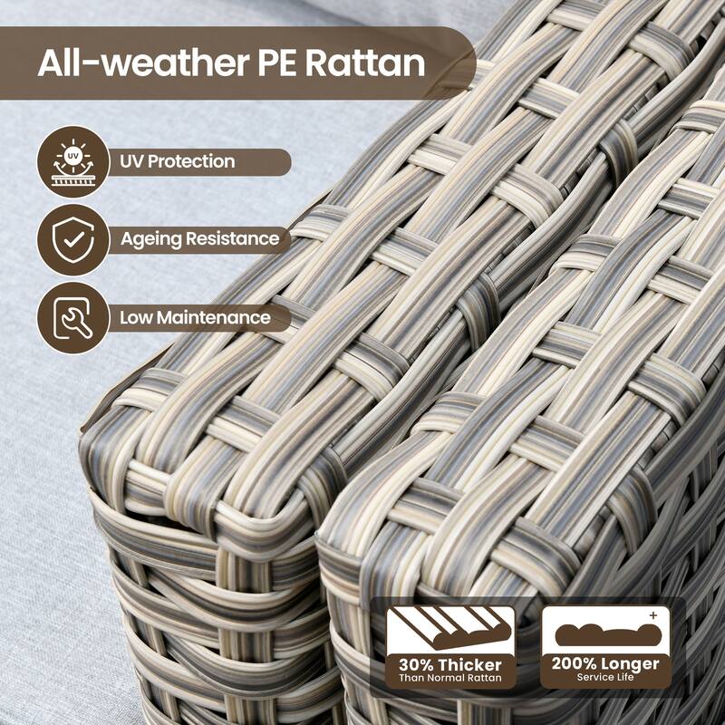 XIZZI 8-Piece Outdoor Wicker Furniture Sectional Swivel Chairs Set