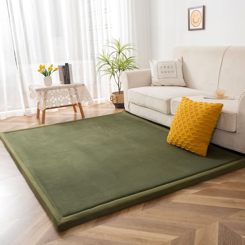 Memory Foam Soft Padded Baby Play Mats Area Rug with Non-Slip Bottom - 5' x 7' - Green