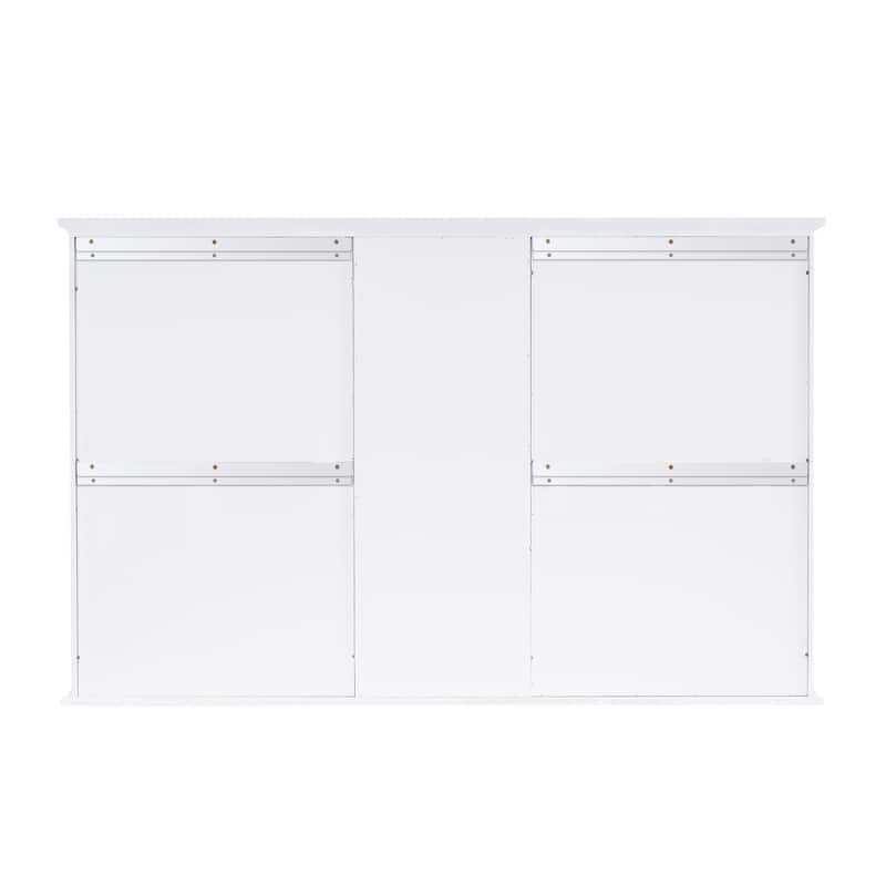 Modern Surface Mount Solid Wood Framed Medicine Cabinet With Mirror and Shelves