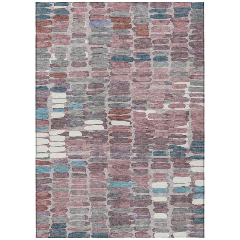 Machine Washable Indoor/ Outdoor Modern Caps Chantille Rug